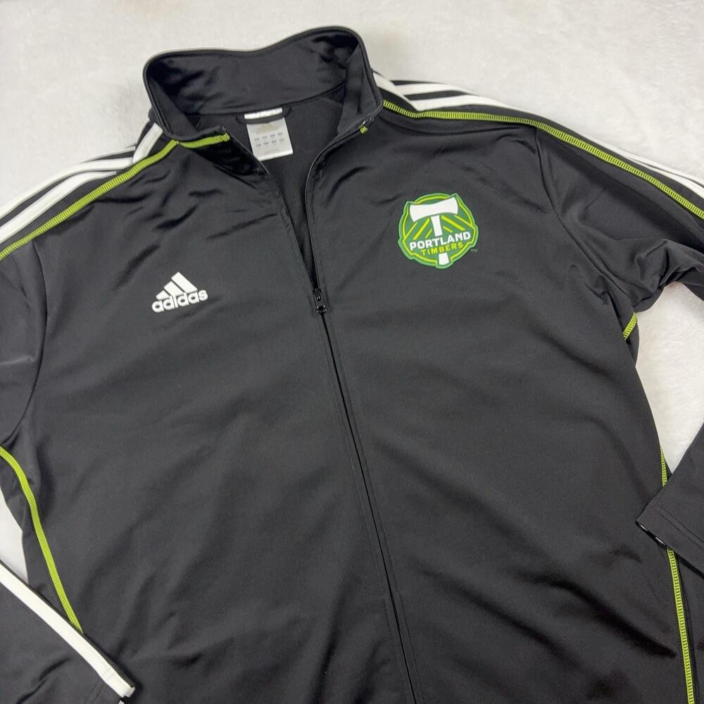 Portland Timbers Jacket Mens XL Black MLS Soccer Full Zip Track Suit Adidas